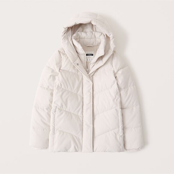 Abercrombie & Fitch Ultra Mid-Length Puffer Cream - S